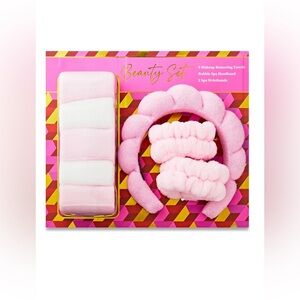 8-Piece Beauty Set with Spa Headband Wrist Bands and 5 face cloths Get Ready